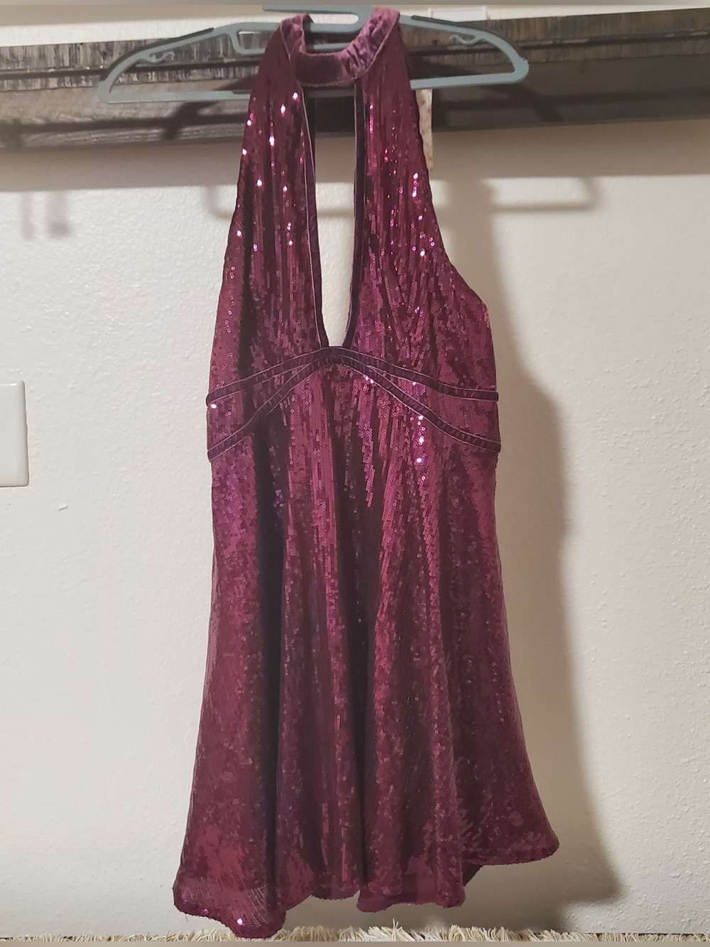 Like New, Free People Sequin Velvet Trim Party Dress, Missing Buttons